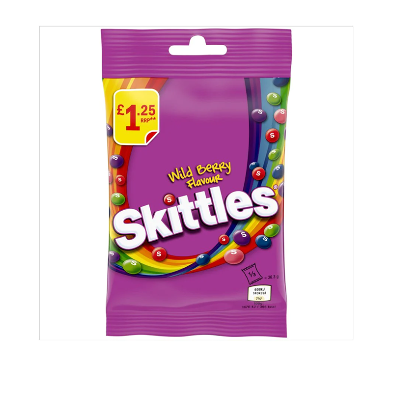 Skittles Wild Berry Bag 109G Pm £1.25 - Case Qty - 14