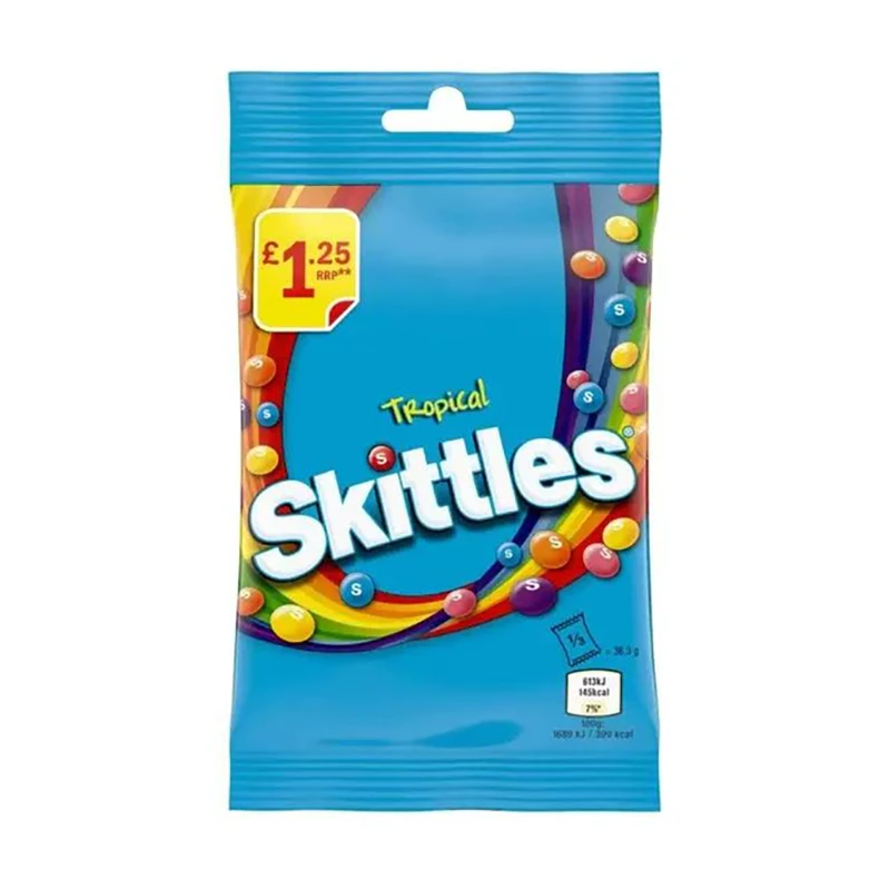 Skittles Tropical Bag 109G Pm £1.25 - Case Qty - 14