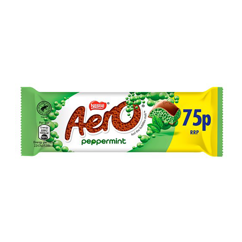 Aero Bubbly Bar Peppermint Pm 75P - Case Qty - 24