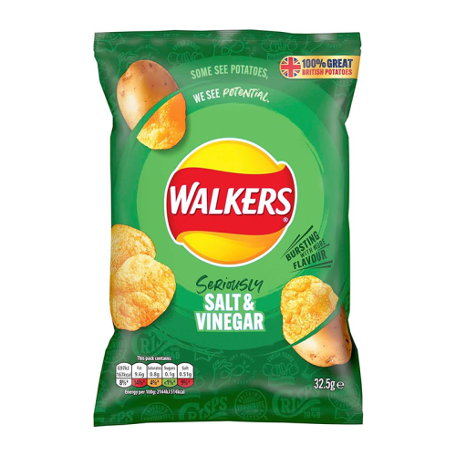 Walkers Salt & Vinegar 32.5G - Case Qty - 32