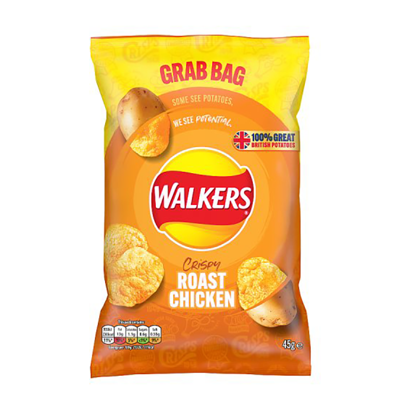 Walkers Grab Bag Chicken 45G - Case Qty - 32