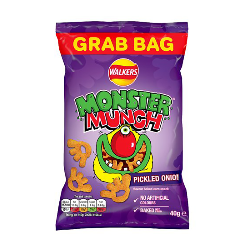 Monster Munch Pickled Onion Grab Bag 40G - Case Qty - 35