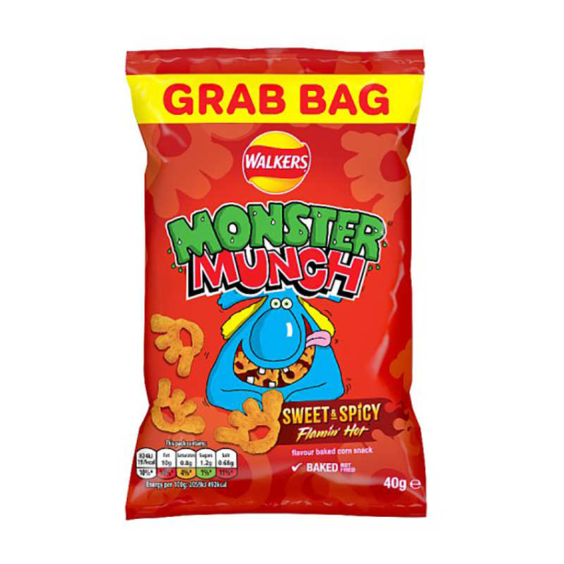 Monster Munch Flamin' Hot Grab Bag 40G - Case Qty - 35