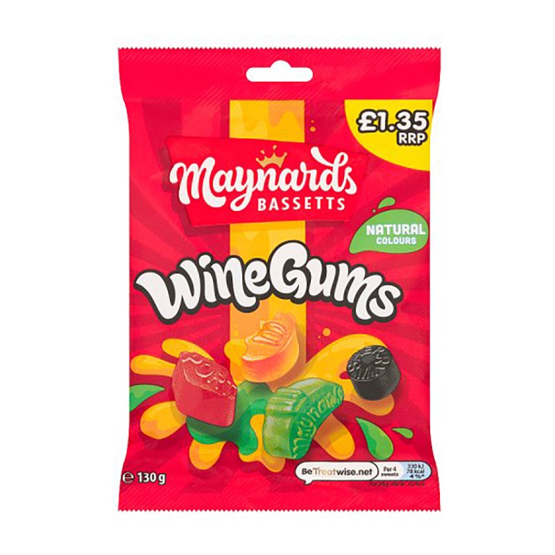 Maynard Wine Gums 130G Pm £1.35 - Case Qty - 10