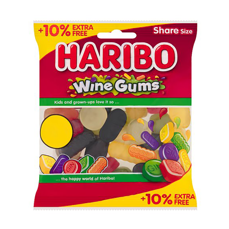 Haribo Wine Gums Pmp £1.25 10% Extra - Case Qty - 12