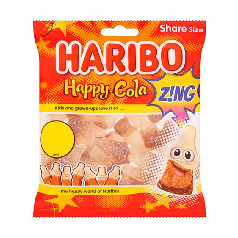 Haribo Happy Cola Zing Pmp £1.25 10% Extra - Case Qty - 12