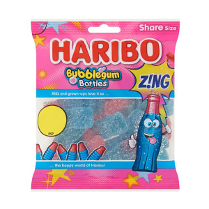 Haribo Bubblegum Bottles Z!Ng Pmp £1.25 10% Extra – Case Qty – 12