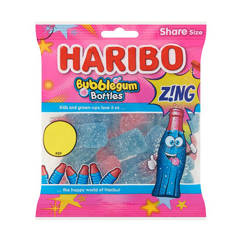 Haribo Bubblegum Bottles Z!Ng Pmp £1.25 10% Extra - Case Qty - 12