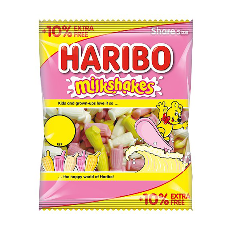 Haribo Milkshakes Pmp £1.25 10% Extra - Case Qty - 12