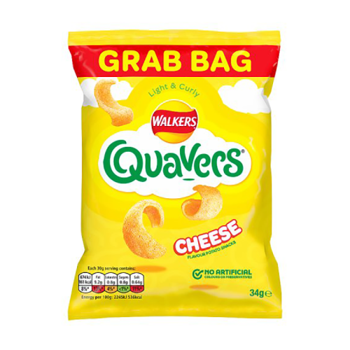 Walkers Grab Bag Quavers Cheese 34G - Case Qty - 30