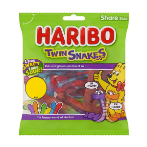 Haribo Twin Snakes Pmp £1.25 10% Extra – Case Qty – 12