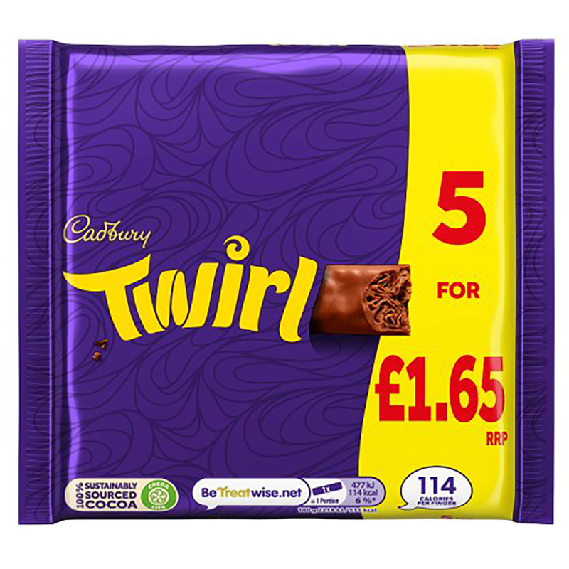 Cadbury Twirl 5Pk Pm £1.65 - Case Qty - 20