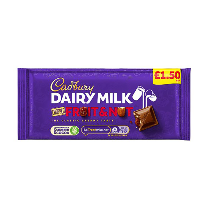 Cadburys Fruit & Nut Pmp £1.50 - Case Qty - 22