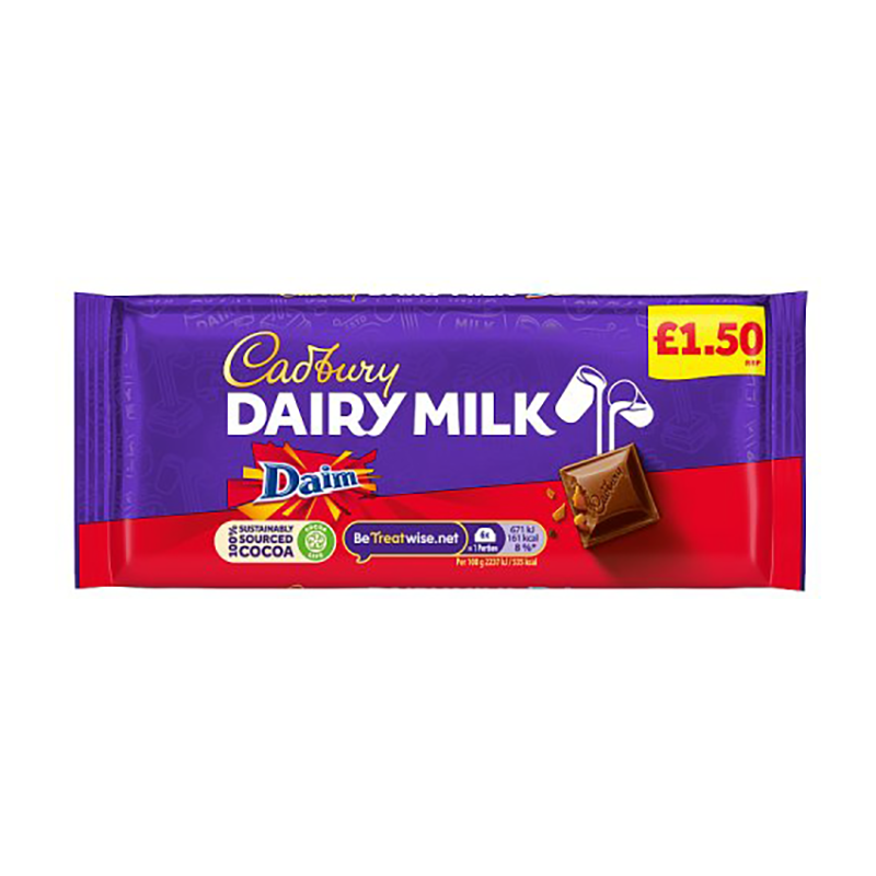 Cadburys Dairy Milk Daim 120G £1.50 - Case Qty - 18