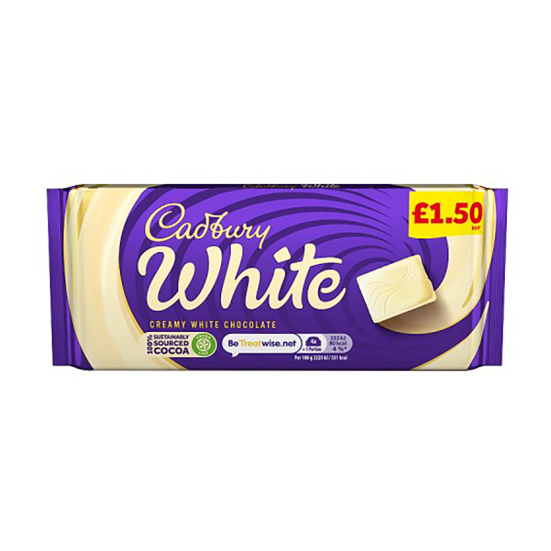 Cadburys White Chocolate 90G £1.50 - Case Qty - 24