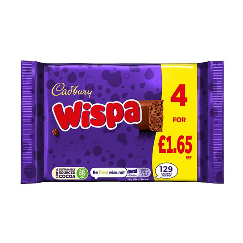 Cadbury Wispa 4Pk Pm £1.65 - Case Qty - 11