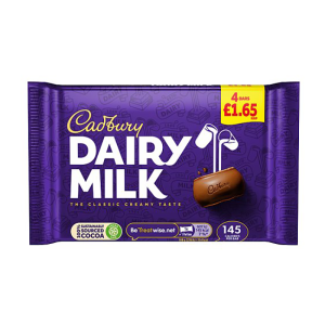 Cadbury Dairy Milk 4Pk Pm £1.65 – Case Qty – 14